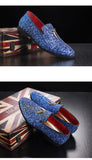 Men's Casual Shoes Sequins Bling Glitter Party Wedding Flats Light Driving Loafers Moccasins Mart Lion   