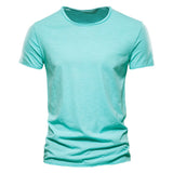100% Cotton Men's T-shirt Cut Design Slim Fit Soild Tops Tees Brasil Short Sleeve Mart Lion F038-O-LightGreen CN Size XL 72-80kg 