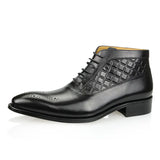 Men's Ankle Boots Oxford Dress Boot Genuine Leather Formal Wedding Lace-up Casual Shoes MartLion black 39 