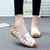 Women flat shoes ballet summer flower print genuine loafers ladies flats MartLion   