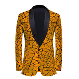 Luxury Wave Striped Gold Sequin Blazer Jackets Men's Shawl Lapel One Button Shiny Party Wedding Suits Jackets Tuxedo Blazer MartLion Gold XS 