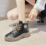 Spring Autumn Shoes Genuine Leather Boots for Women Ladies Thick Sole 4.5cm MartLion   