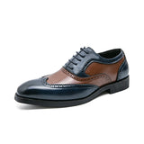 British Style Pointed Men's Brogue Shoes Leather Dress Oxfords Lace up Wedding MartLion zong lan 5682 38 CHINA
