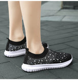 Women Shoes Summer Casual Rhinestone Ladies Vulcanized Bling Flat Loafers Slip On Sneaker Female Tenis Feminino MartLion   