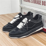 Men's Casual Sneakers Skateboard Flats Shoes Punk Metal Chains Tennis Running Sport Basketball Trainers Walking Mart Lion   