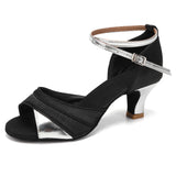 girls women's  ballroom tango salsa dance shoes  5cm and 7cm heeI MartLion black silver 5cm 37 (23.5cm) 