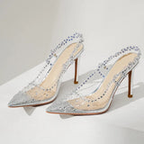 Star style Luxury Crystal Transparent PVC Women Pumps Weave Autumn Stiletto High heels Wedding Bridal Shoes MartLion   