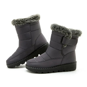 Waterproof Boots Women Casual Winter Warm Plush Soft Platform Snow Slip on Cotton Padded Shoes MartLion