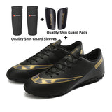 Children Soccer Shoes Professional Training TF AG Boots Men's Soccer Cleats Sneakers Kids Turf Futsal Football MartLion 2050-1 black pads 45 