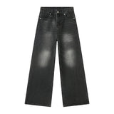 Vintage Men's Baggy Denim Trousers Streetwear Wide Leg Loose Denim Pants Distressed Straight Pants MartLion Black Gray XL 