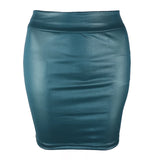 Women Mini Skirt Solid Color Waist Slim Fit Skinny Matte Leather Cozy MartLion Blue S 