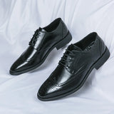 Men's Genuine Leather Oxford Derby Handmade Brogue Shoes Office Formal Wedding Luxury Dress MartLion   