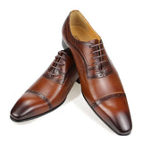 Men's Leather Shoes Durable Formal Oxford Lace-up Shoes Handmade Brogue Groom Luxury Dress Wedding MartLion   