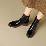 Autumn Ankle Boots Winter Genuine Leather Women Chelsea Cowhide Shoes Real Leather High Heels MartLion Black-Winter 35 