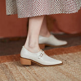 Spring Women Shoes Pumps Pointed Toe Chunky Heel All-match Casual Shoes Retro Med Heel MartLion   