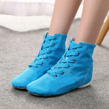 High-top Adult Children's Ballet Shoes Canvas Jazz Boots Soft-soled Dance Exercise Women's Modern Dance MartLion Blue high top 32 