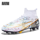 Football Shoes Men's Soccer Spikes TF AG Non Slip Wear Resistant Lightweight Elastic Ankle Protect Competition MartLion   