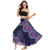 Summer Long Skirts Women Bottom Vintage Two Way Wear Beach Dress MartLion S00802-dark blue One Size 