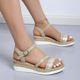 Women's Wedge Platform Sandals Summer Pu Leather Ankle Strap Gladiator Non-Slip Thick Bottom MartLion   