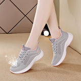 Flying Woven Shoes Spring Breathable Student Trendy Sports Leisure Running Fitness Dancing Flat Soft Sole Mart Lion gray (hollow) 35 