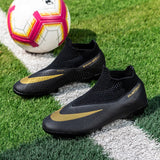 Men's Football Boots TF FG Soccer Field Shoes Breathable Cleats Training Non-slip Footwear Sport Wear-Resistant MartLion black 45 