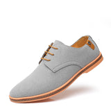 Suede Leather Men's Walking Shoes Oxford Casual Classic Sneakers Footwear Dress Driving Flats Mart Lion Gray 6 