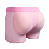 Men's Underwear Boxer Mesh Padded Underwear with Hip Pads Men's Boxers Butt Padded Elastic Enhancement MartLion JM464Pink XXL 