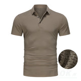 Tall Men's Golf Shirt Lop-up Hollow Short-sleeved Shirt MartLion Khaki EUR M -65-80kg 