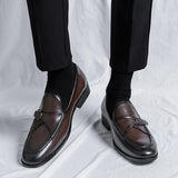 Slip On Dress Shoes Men's Elegant Split Leather Buckle Formal Mart Lion   