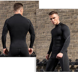 Men's Bodybuilding Sport T-shirt Quick Dry Running Shirt Long Sleeve Compression Top Gym T Shirt Fitness Tight Rashgard MartLion   