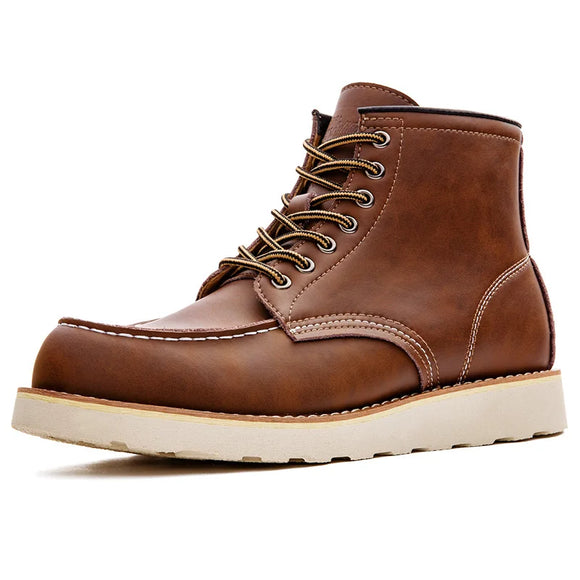 Maden Red Motorcycle Boots Men Vintage Worker Leather Casual Shoes Outdoor Ankle Boot Punk Shoes MartLion