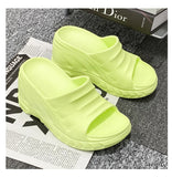 Women's Slippers Summer Thick Bottom Ladies Flip Flop Sandals Wedge Heel Open Toe Mules Shoes High 8cm MartLion   