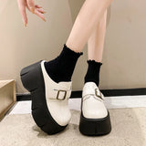 Increasing Ladies  Leather Pumps  Platform Wedge White Slippers  Women Slip on Casual Females Shoes MartLion   