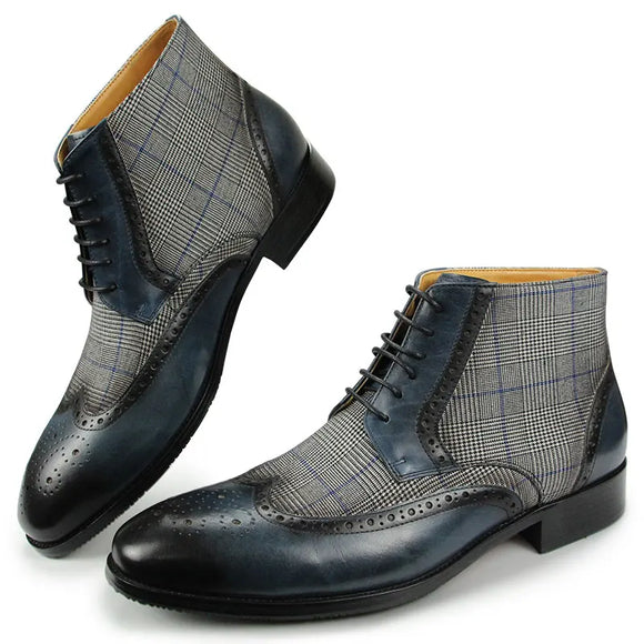  Luxury Men's Ankle Boots British Style Shoes Genuine Leather Denim Classic Gentleman Elegant MartLion - Mart Lion