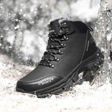 winter men's snow boots waterproof outdoor shoes skidproof sports plus hair warm military cotton Mart Lion black 0239 39 
