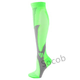 Compression Socks Solid Color Men's Women Running Socks Varicose Vein Knee High Leg Support Stretch Pressure Circulation Stocking Mart Lion 01-Green S-M 