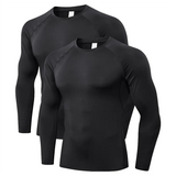 2 Pack Men's Compression Shirts Long Sleeve Athletic Workout Tops Base Layer Quick Dry Sports Athletic Workout T-Shirt MartLion M Black 