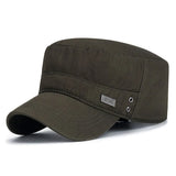 Men's Unisex Army Hat Baseball Cap Cotton Cadet Hat Military  Breathable Combat Fishing Flat Adjustable Cap MartLion Army green  
