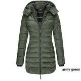 Women's medium length slim cotton suit warm coat women's cotton suit MartLion Army green S 