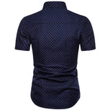 Dot-Print Casual Shirts for Summer Short Sleeve Regular Formal Clothing Men's Office Button Up Blouses Mart Lion   