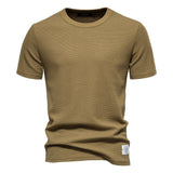 Outdoor Casual T-Shirt Men's Pure Cotton Breathable Knitted Short Sleeve Mart Lion Green EU size S 
