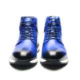 Design Men's Winter Ankle Boots Genuine Leather Lace-Up High Top Flat Sneakers Street Style Casual Shoes MartLion   