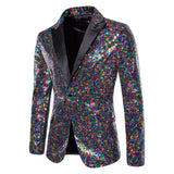 Men's Luxurious Sequin Suit Jacket Green Silver Bar KTV Stage Dress Coat blazers MartLion   