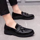 Men's Sequined Tassel Shoes Handmade Retro Soft Non-slip Loafers Casual Leather Mart Lion   