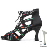 Hollow Out Latin Dance Shoes Heels Ballroom Ladies Dancing Wedding Tango Sandals Indoor Modern MartLion Black heel 10cm 34 