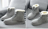 Women Snow Boots Winter Flat Lace Up Platform Ladies Warm Shoes Flock Fur Suede Ankle Female Black Mart Lion   