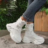 Chunky Platform Vulcanized Shoes Women Spring Lace-Up Non-Slip Motorcycle Boots Breathable Thick Bottom MartLion   