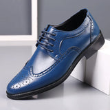 Men's  Oxford Shoes Calfskin Leather Brogue Dress Shoes Classic Shoes Man MartLion Blue 45 