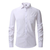 Men's White Blue Yellow Red Shirts Fit Long Sleeve Shirt Men Formal Wedding Elastic Shirt Male MartLion