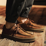 Men's Classic Retro Casual Shoes Lace-up Cow Suede Genuine Leather Driving Flats Outdoor Oxfords Mart Lion   